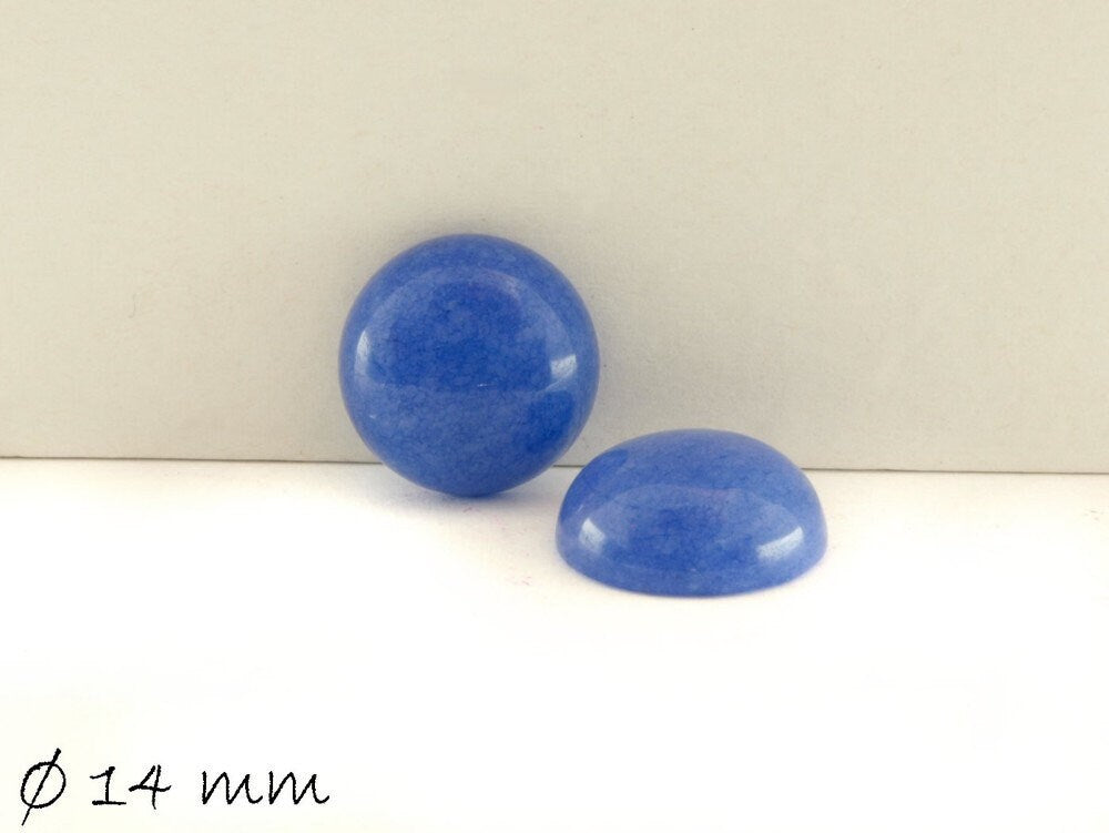 2 Stück Edelstein Cabochons, blaue Jade, Ø 14 mm
