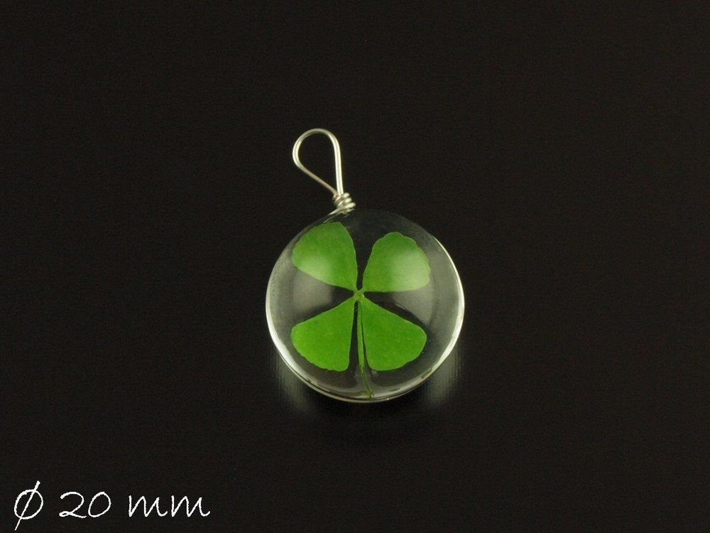 Anhänger Glaskugel mit Kleeblatt Ø 20 mm