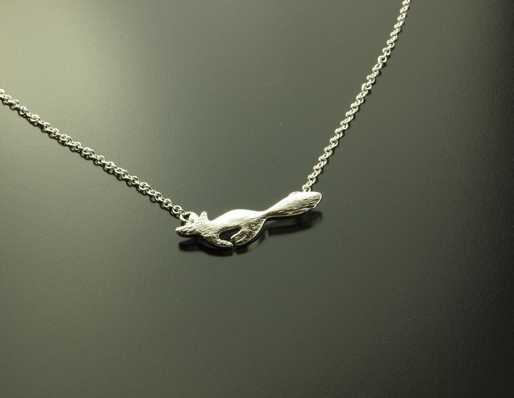 Kette Fuchs Anhänger silbern matt gebürstet