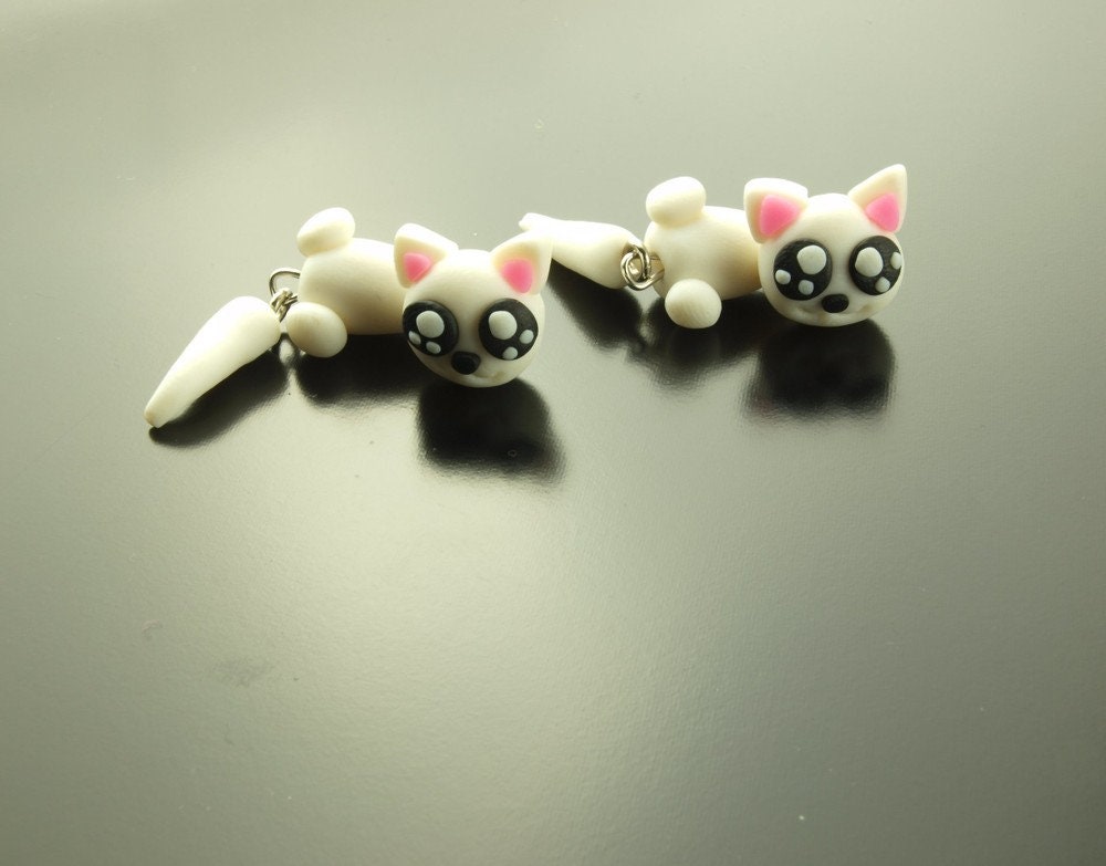 Ohrringe Katze weiß rosa Ohrstecker Stecker
