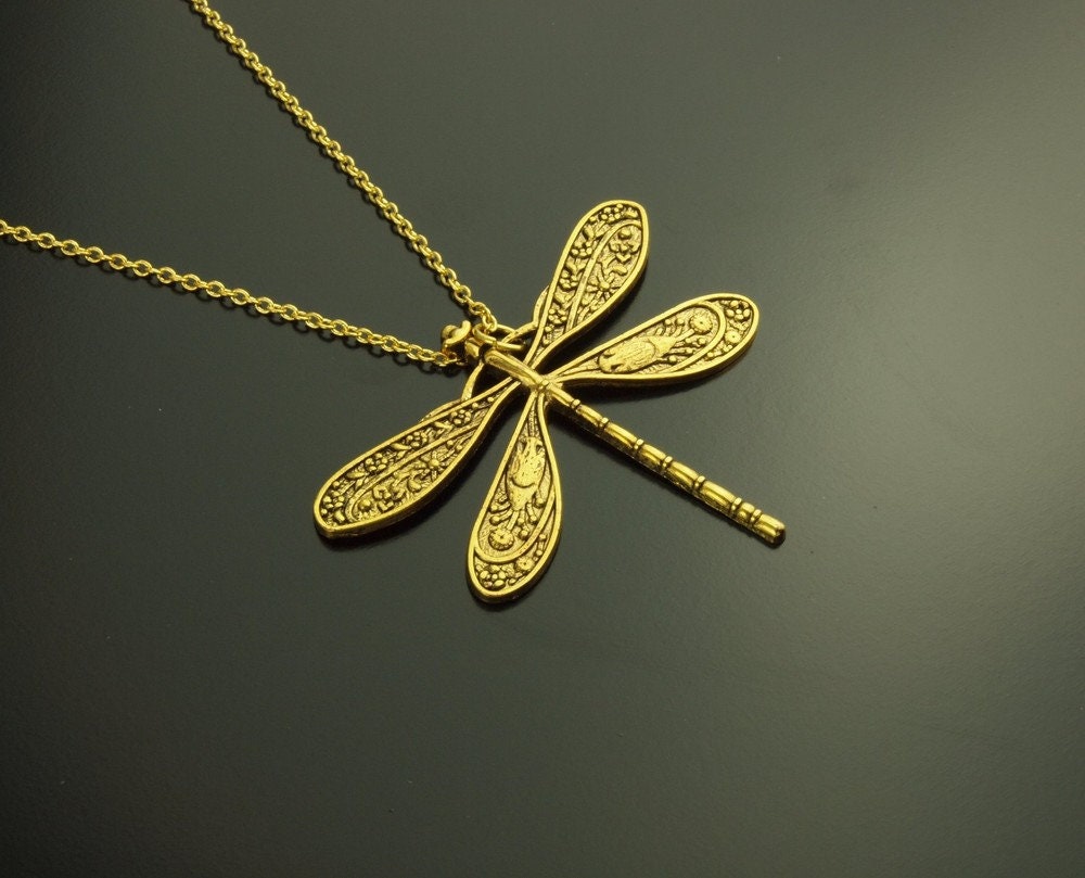 Kette Libelle Anhänger golden