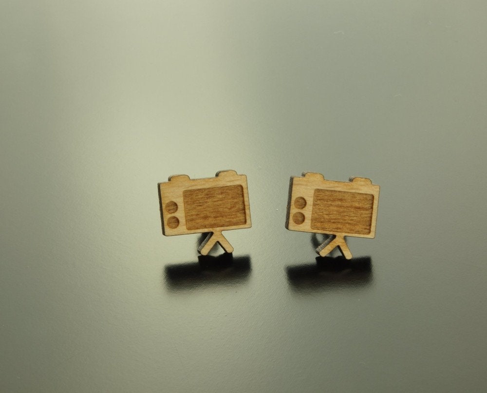 Ohrstecker Fernseher TV Holz Ohrringe