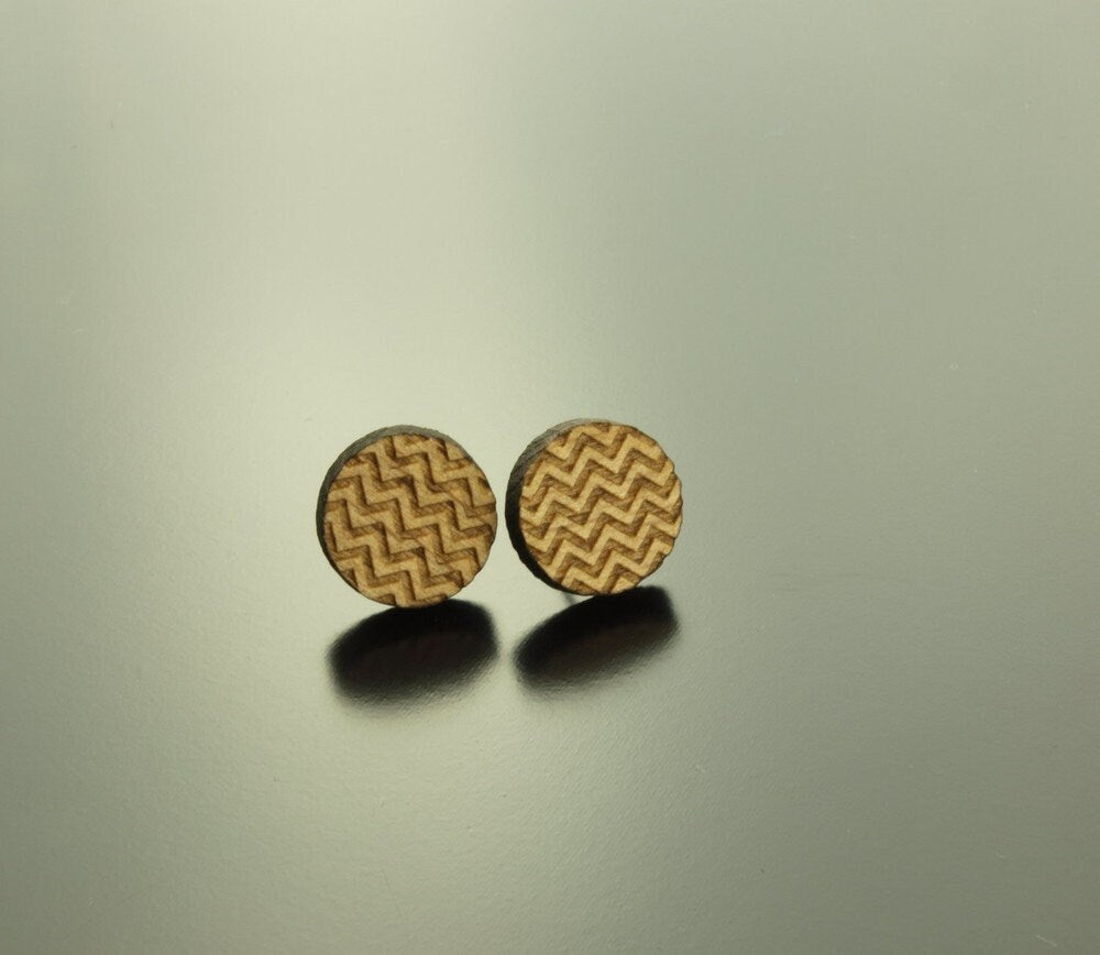 Ohrstecker Scheibe Kreis gemustert Holz Ohrringe