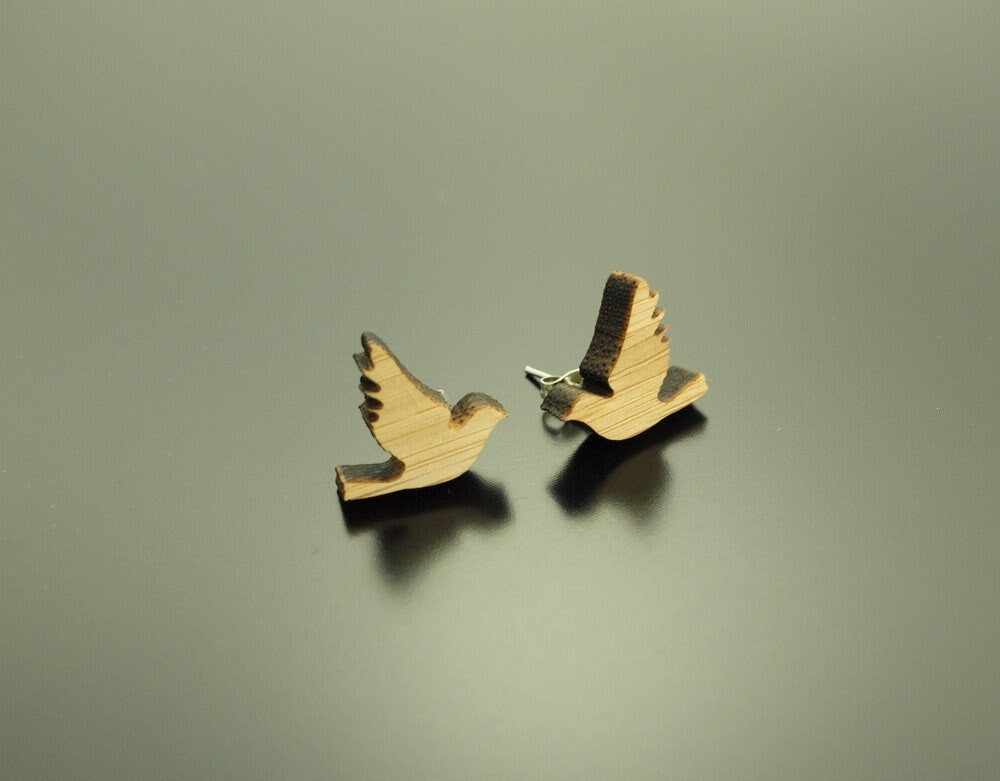 Ohrstecker Vogel Friedenstaube Holz Ohrringe Taube