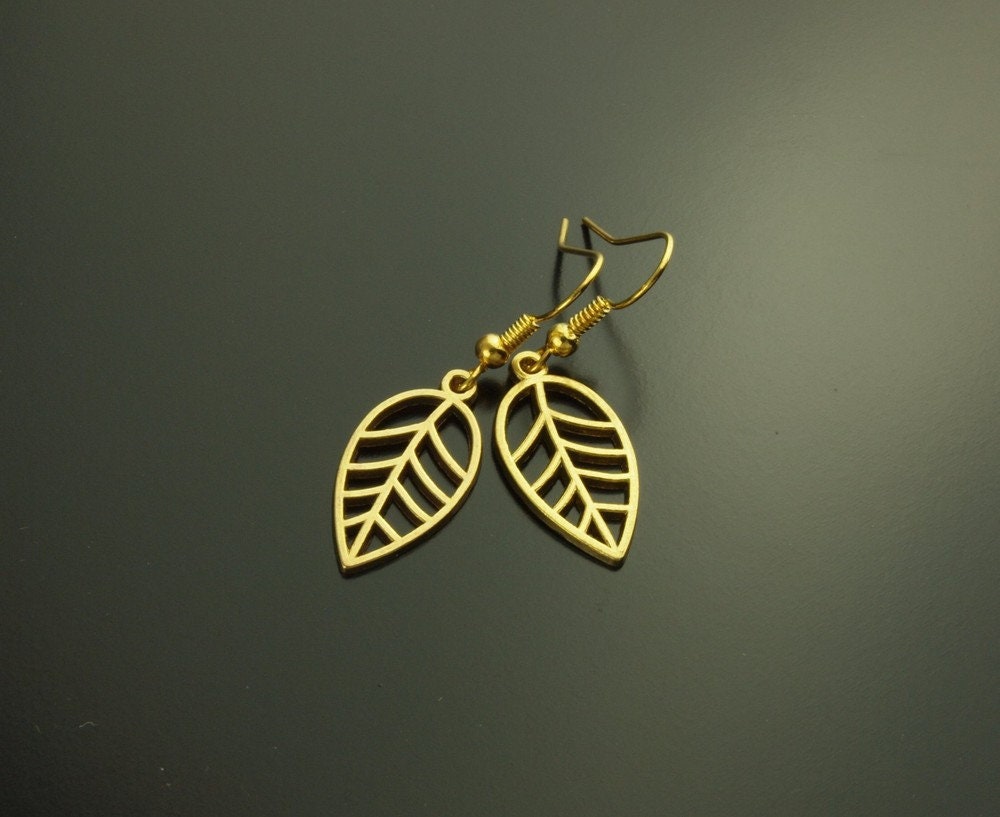 Ohrringe Ohrhänger Blätter golden