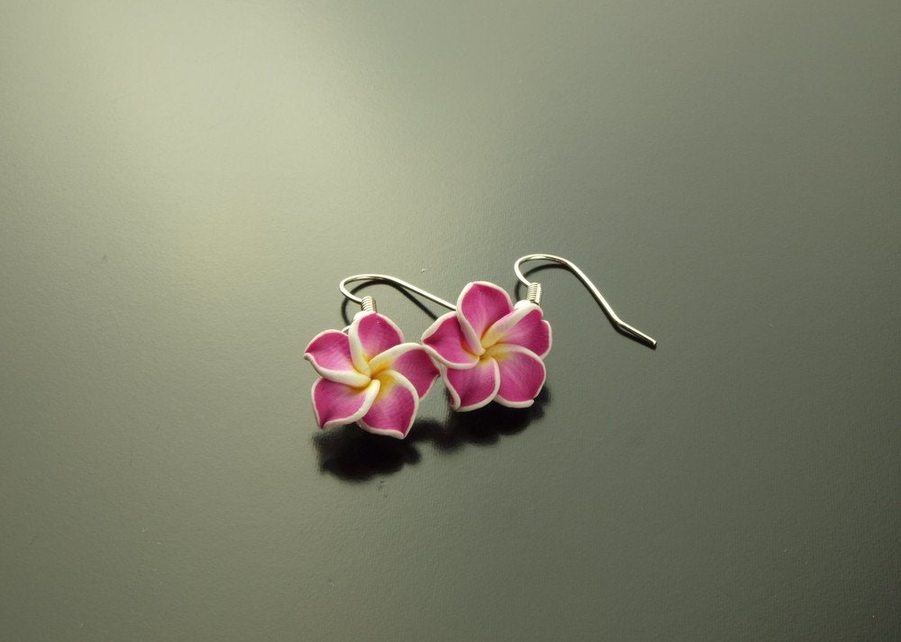 Ohrhänger Frangipani Blüte Blume Ohrringe pink