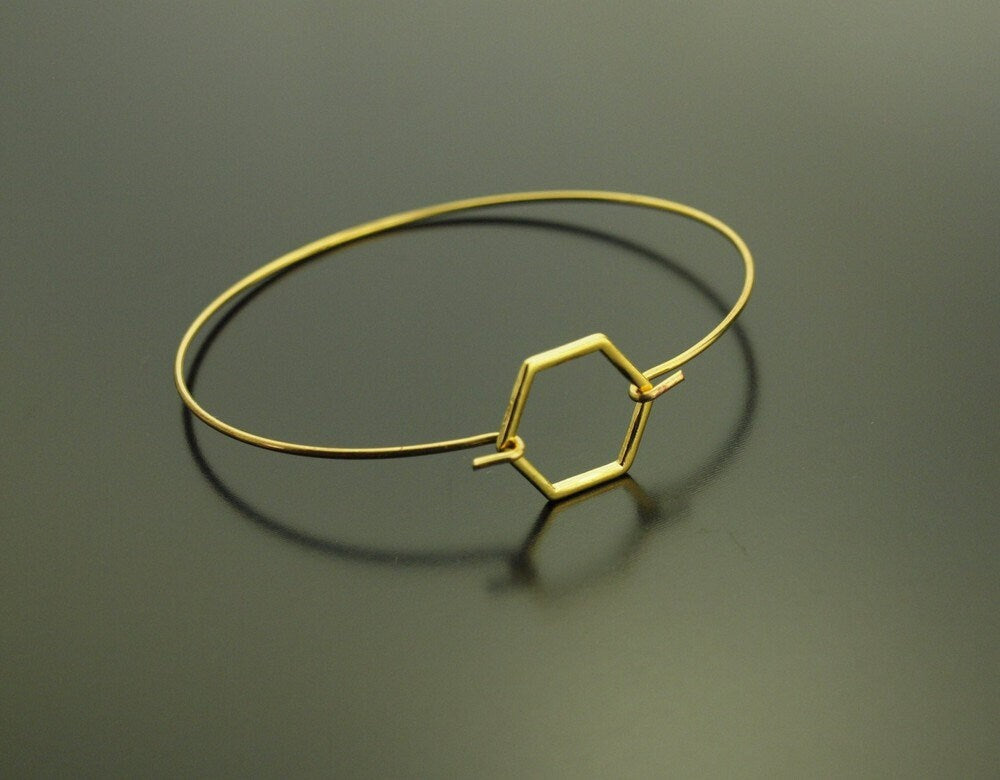 Armreifen Hexagon Sechseck Wabe golden Armband