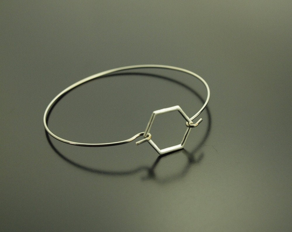 Armreifen Hexagon Sechseck Wabe silbern Armband