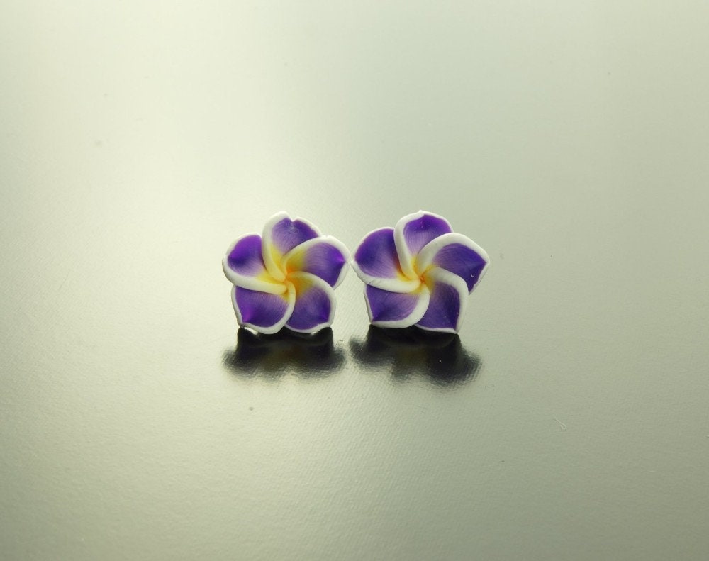 Ohrstecker Frangipani Blüte Blume Ohrringe lila
