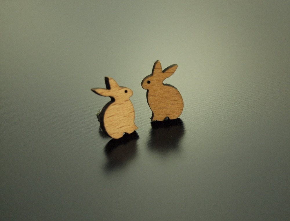 Ohrstecker Hase Holz Ohrringe Stecker Kaninchen