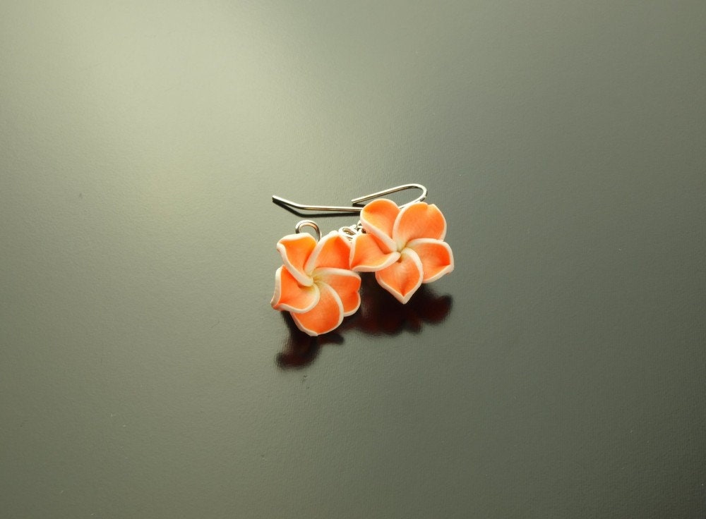 Ohrhänger Frangipani Blüte Blume Ohrringe orange