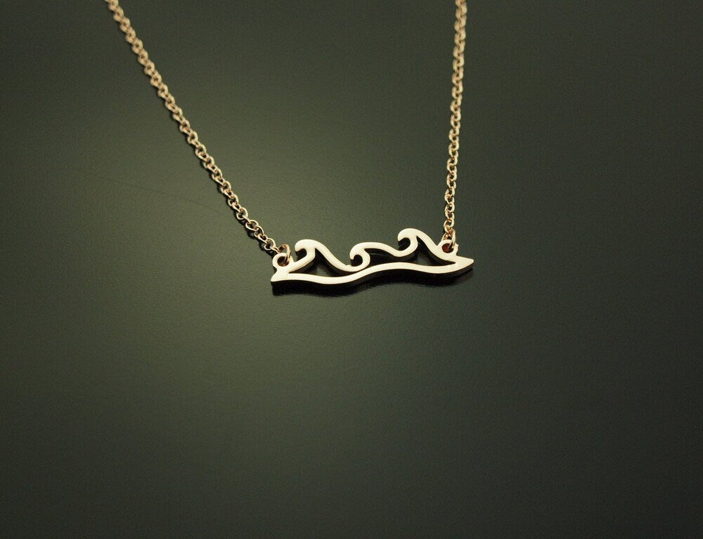 Kette Welle Wasser Anhänger rosé golden