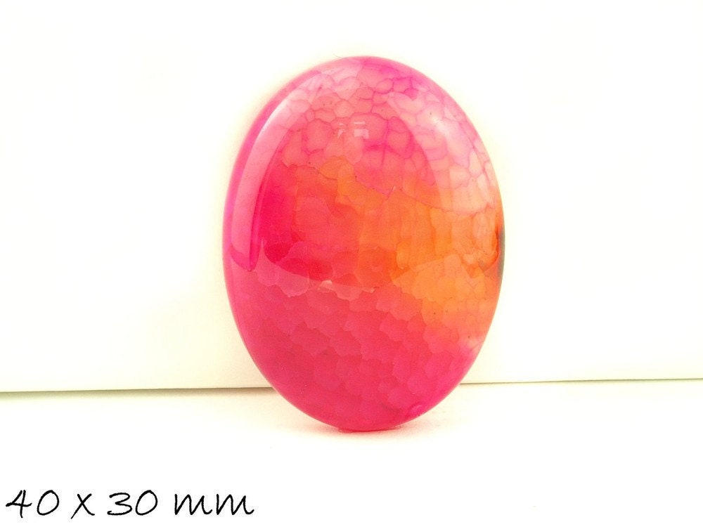 1 Edelstein Cabochon Drachenader Achat 40 x 30 mm pink, orange