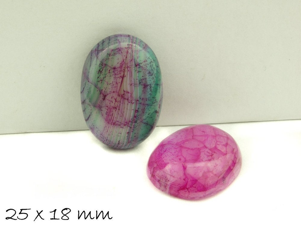1 Stück ovaler Achat Cabochon, Drachenader, 25 x 18 mm