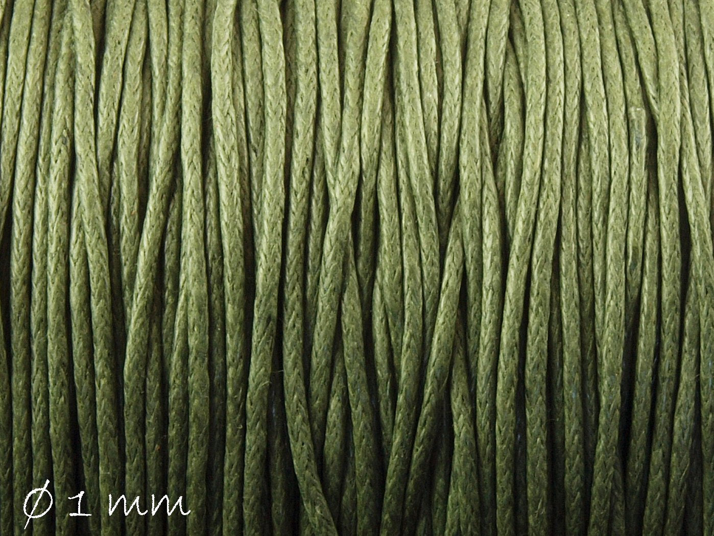 0,30EUR/m - 5 m Wachsband, Baumwollschnur, oliv-grün, Ø 1 mm