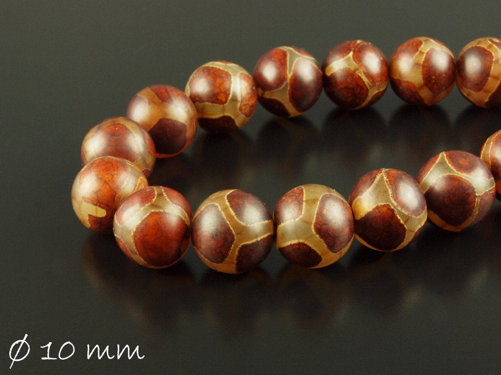 10 Stück braune Achatperlen, 10 mm