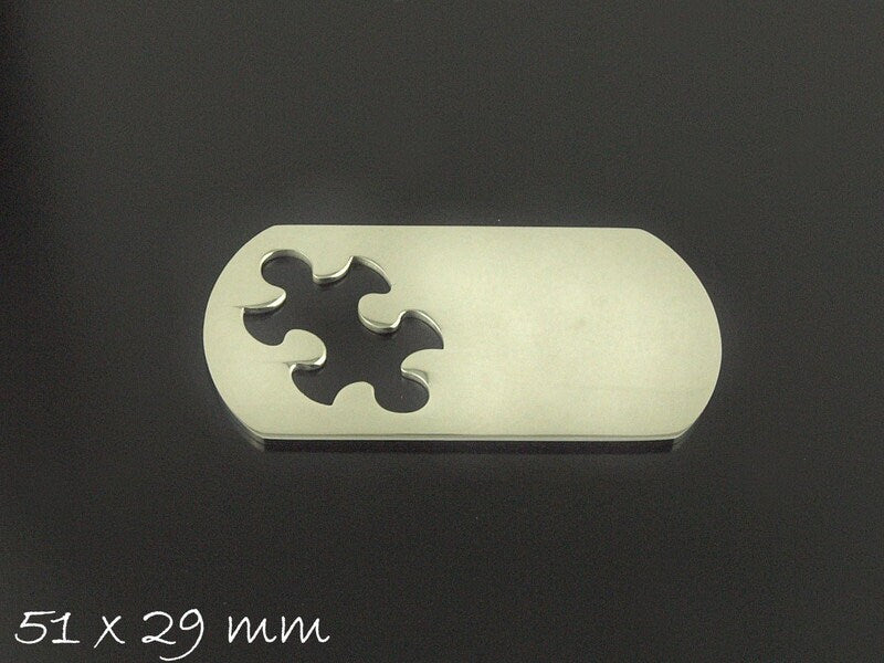 2 Stück Edelstahl Stempelplättchen Puzzle, silber, 51 x 29 mm