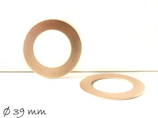 2 Stück Massive Kupfer Stempelplättchen Donut Ring Ø 39 mm