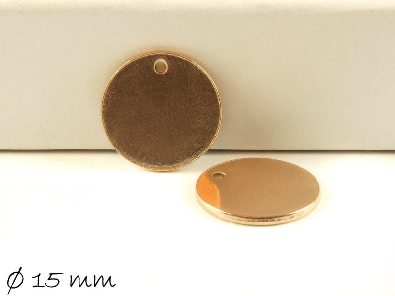 6 Stück Anhänger Edelstahl Stempel Plättchen Ø 15 mm rosegold