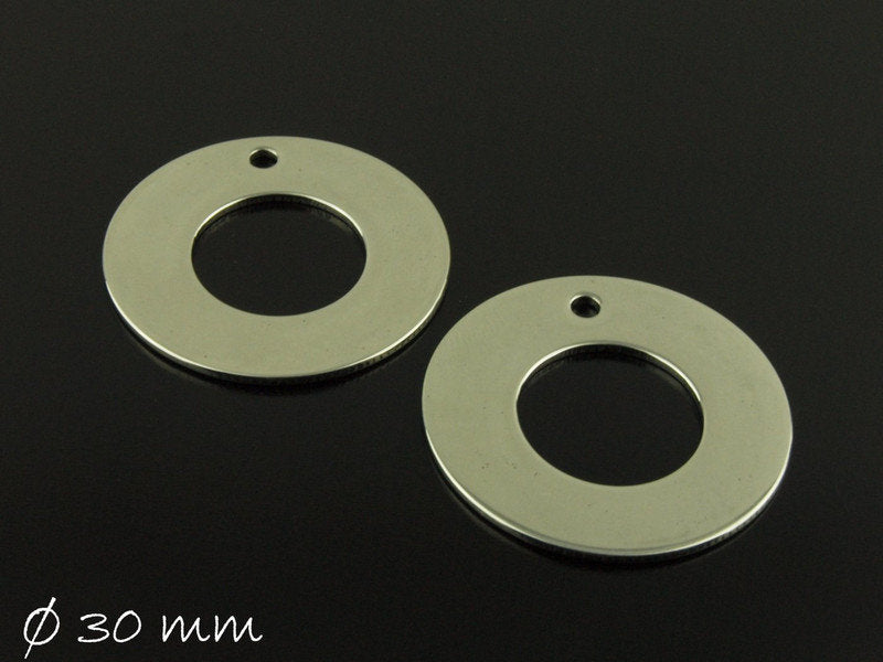 4 Stück massive Edelstahl Stempelplättchen silber Donut Ring Ø 30 mm