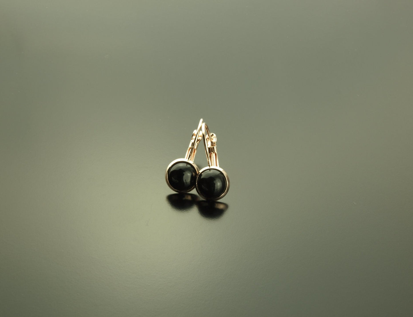 Ohrhänger Achat schwarz Edelstein Ohrring roségold