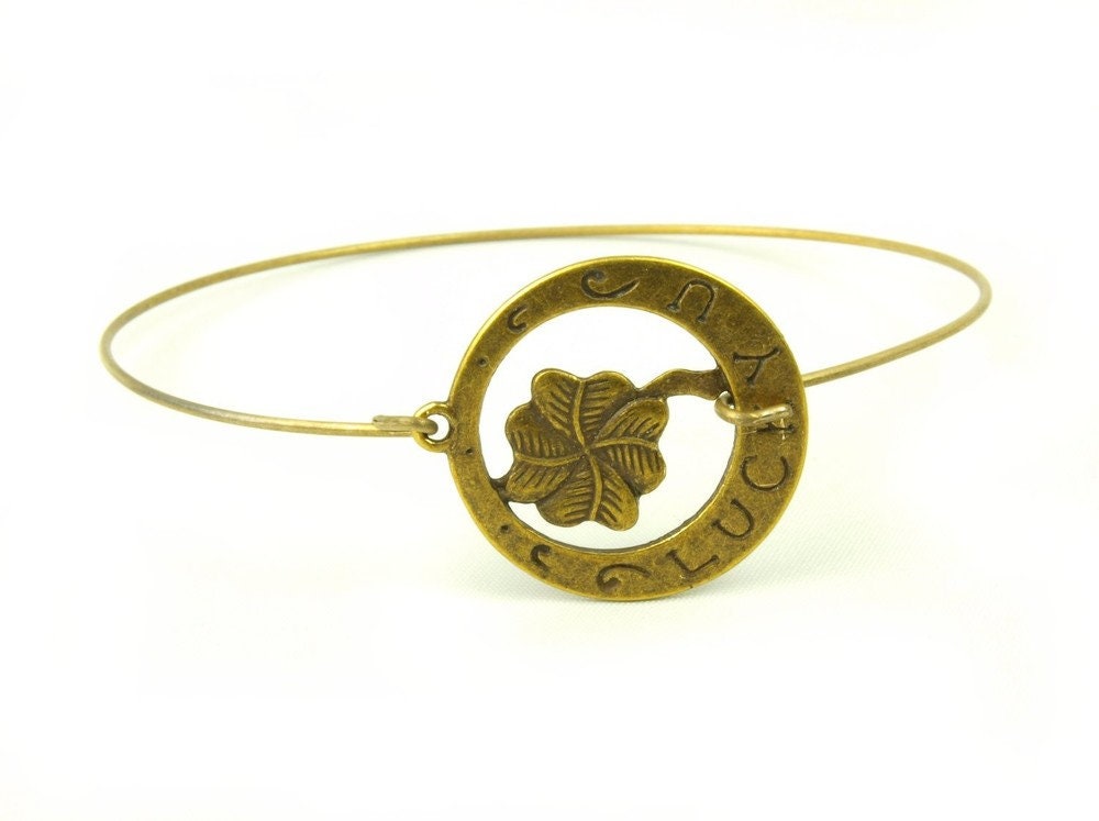Armreifen Vintage Bronze "Glück Kleeblatt" Metall