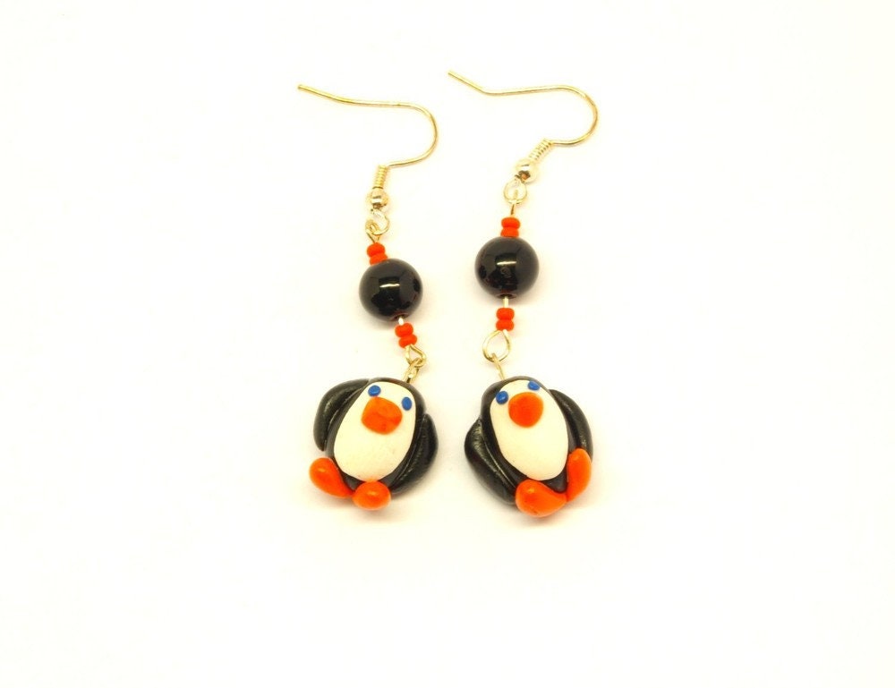 Ohrringe Pinguin Fimo Polymer Clay Ohrhänger