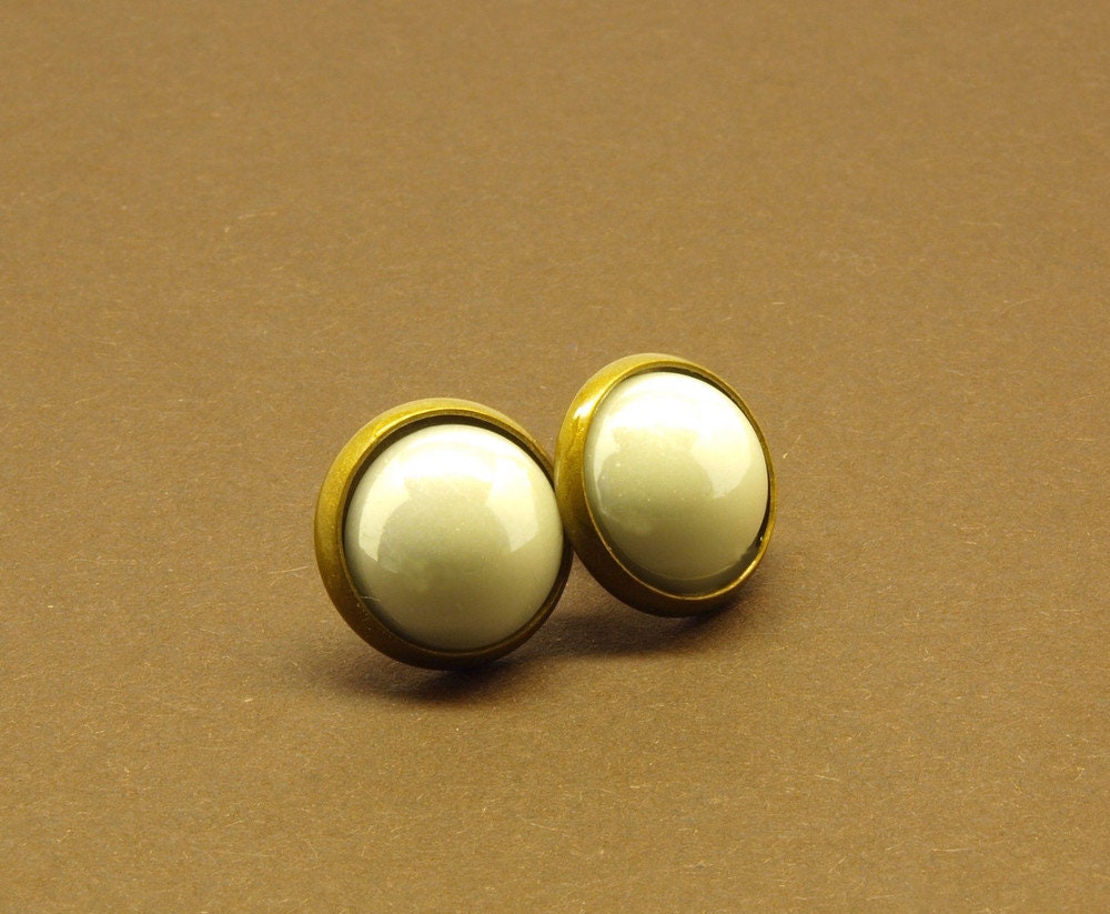 Ohrstecker Glas Cabochon Glanz Ohrstecker weiß