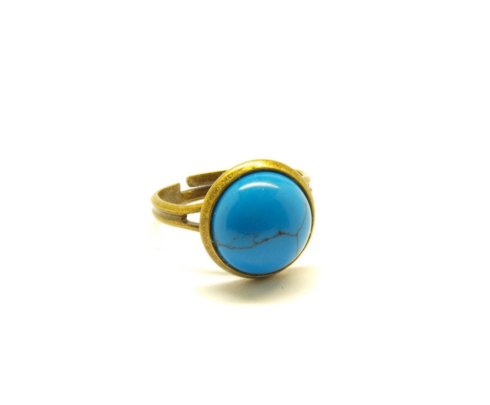Ring Türkis Edelstein Cabochon vintage bronze