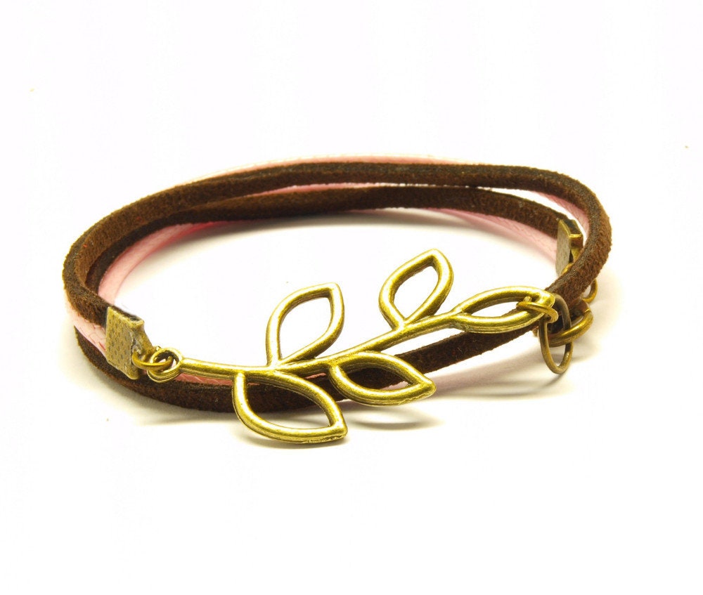 Wickelamband mit Blatt Verbinder in Bronze