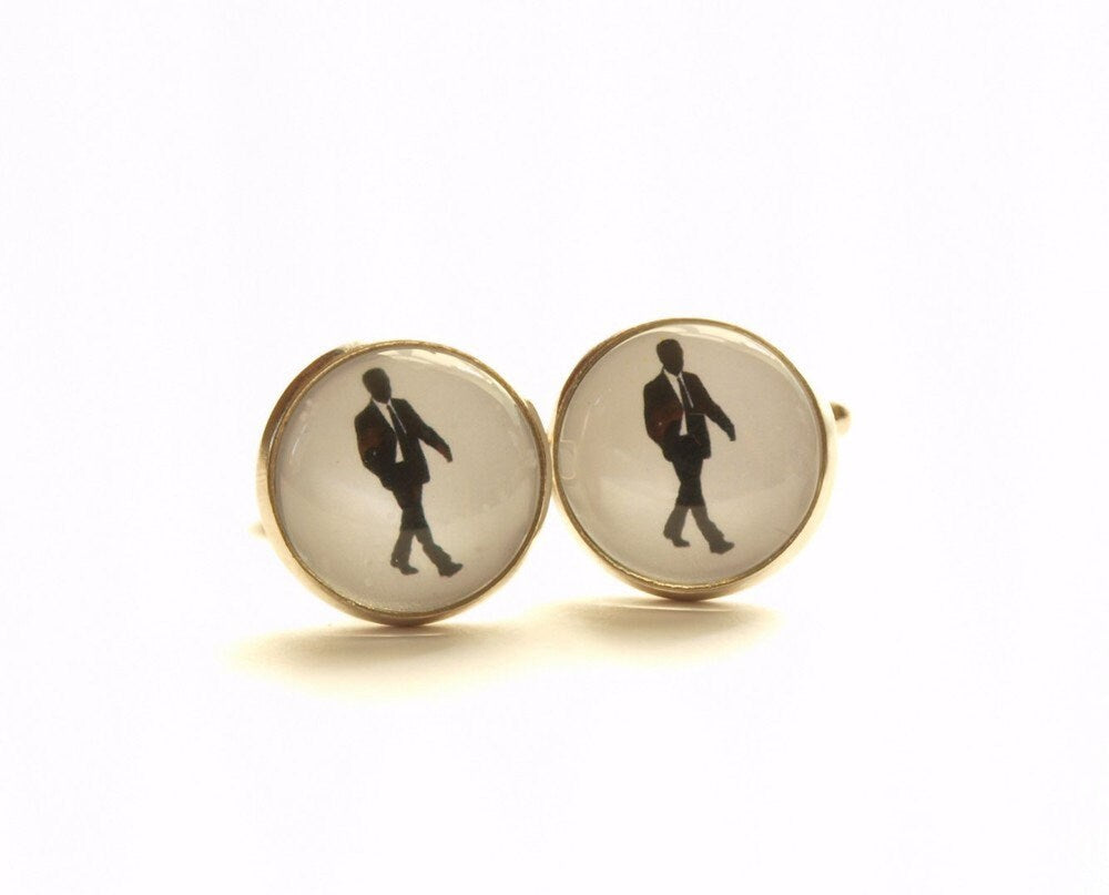 Manschettenknöpfe Cabochon Glas Anzug Mann schwarz