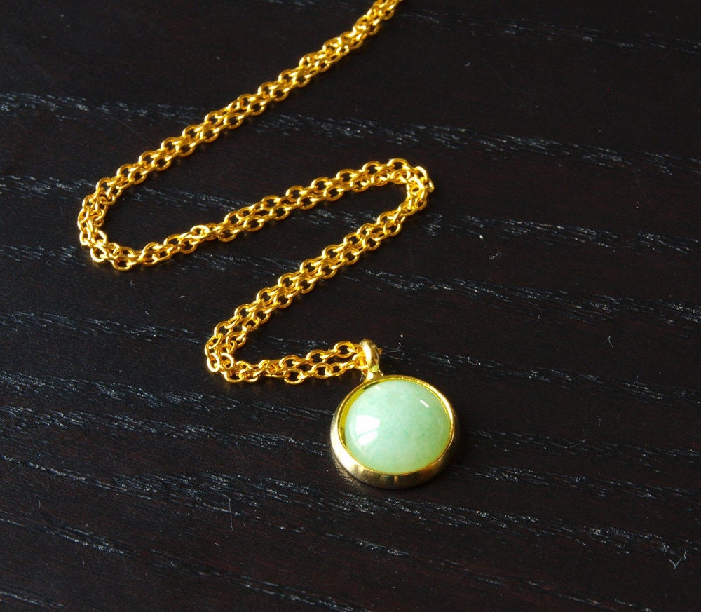 Kette Aventurin Edelstein Anhänger golden edel #1