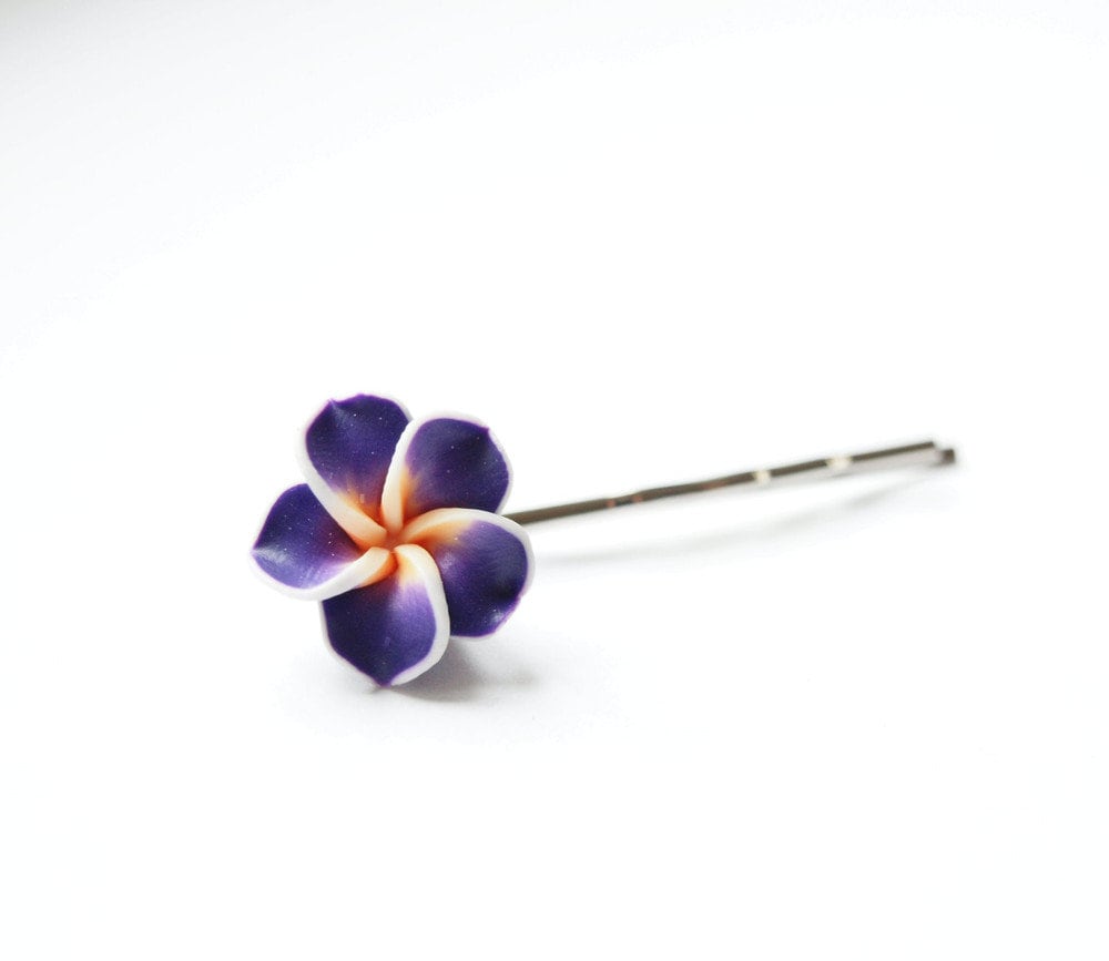 Haarklemme Blume Frangipani Blüte lila Haarnadel