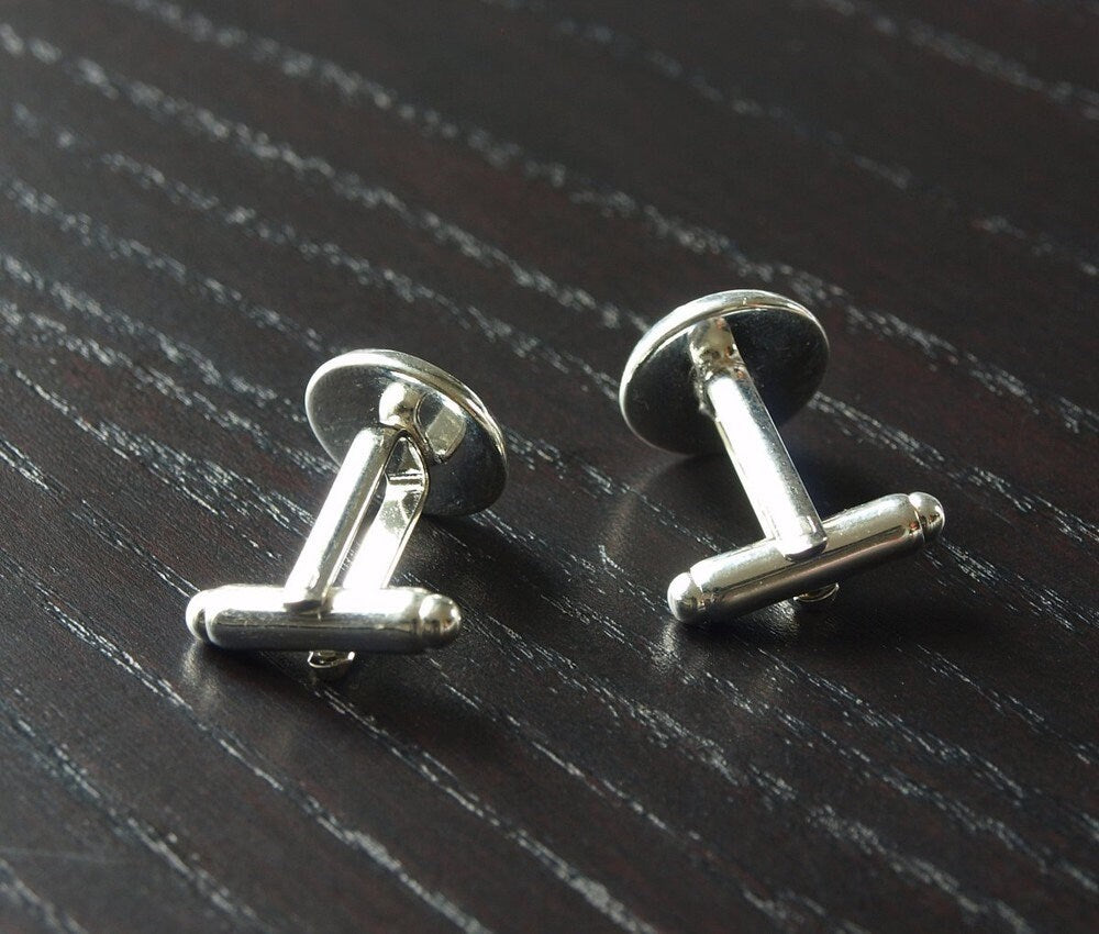 Manschettenknopf Edelstein Jaspis grau Cabochon #4