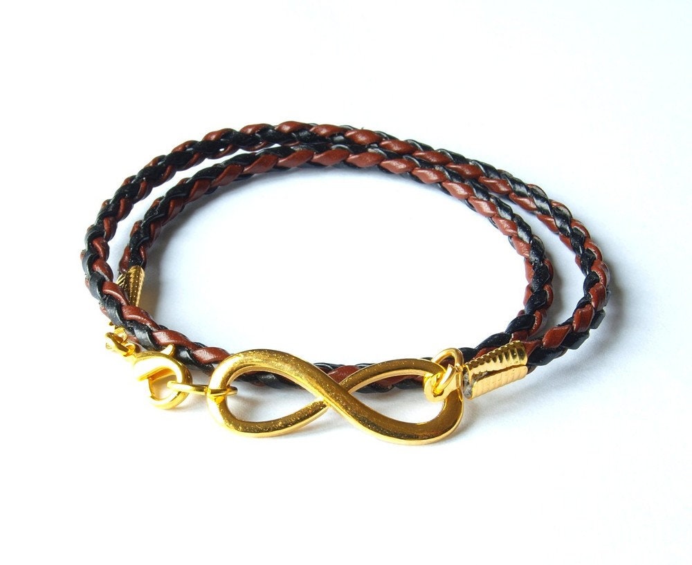Armband Infinity Unendlichkeit Armreif braun schwarz golden