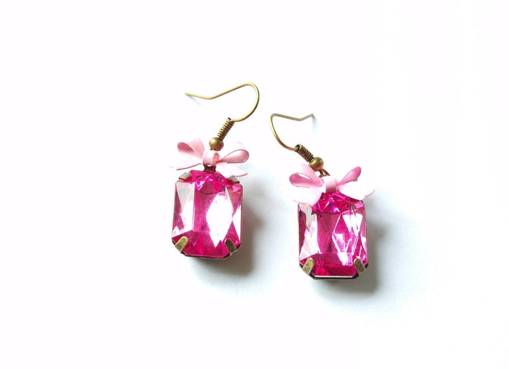 Ohrringe Vintage Schleife lila rosa Ohrhänger