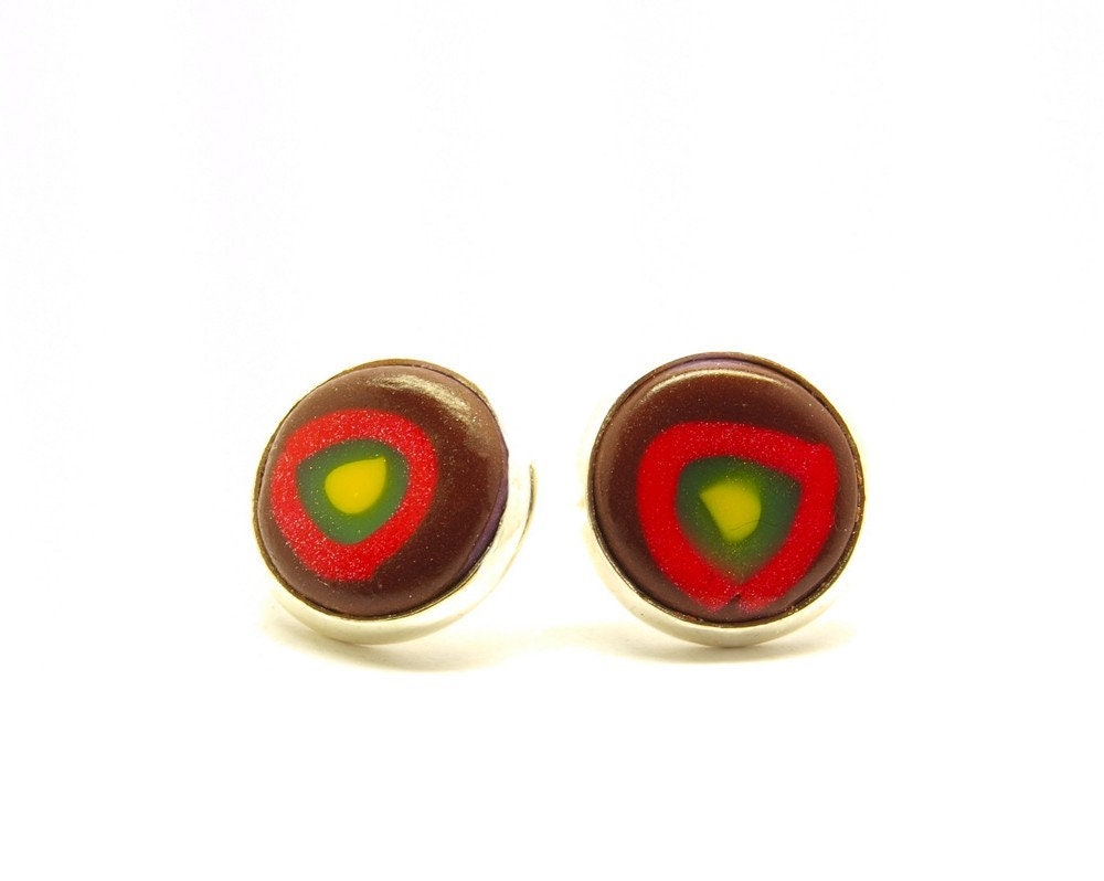 Ohrstecker Fimo Clay Cabochon silber Ohrringe