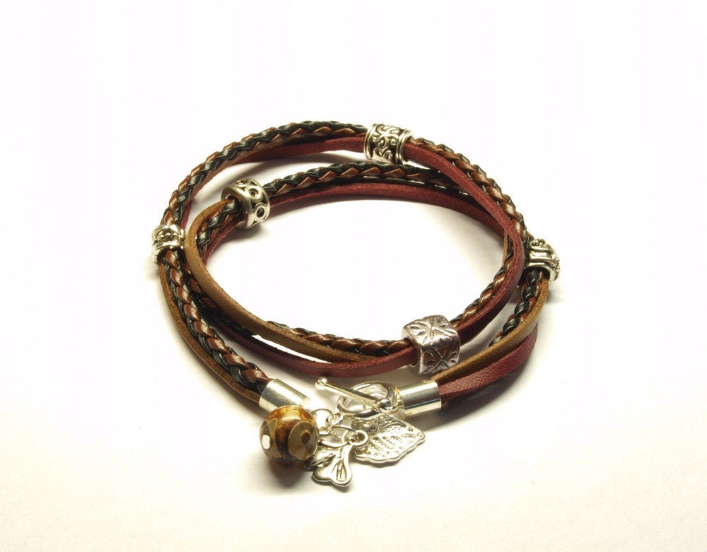 Wickelarmband Modulperlen braun silber #4