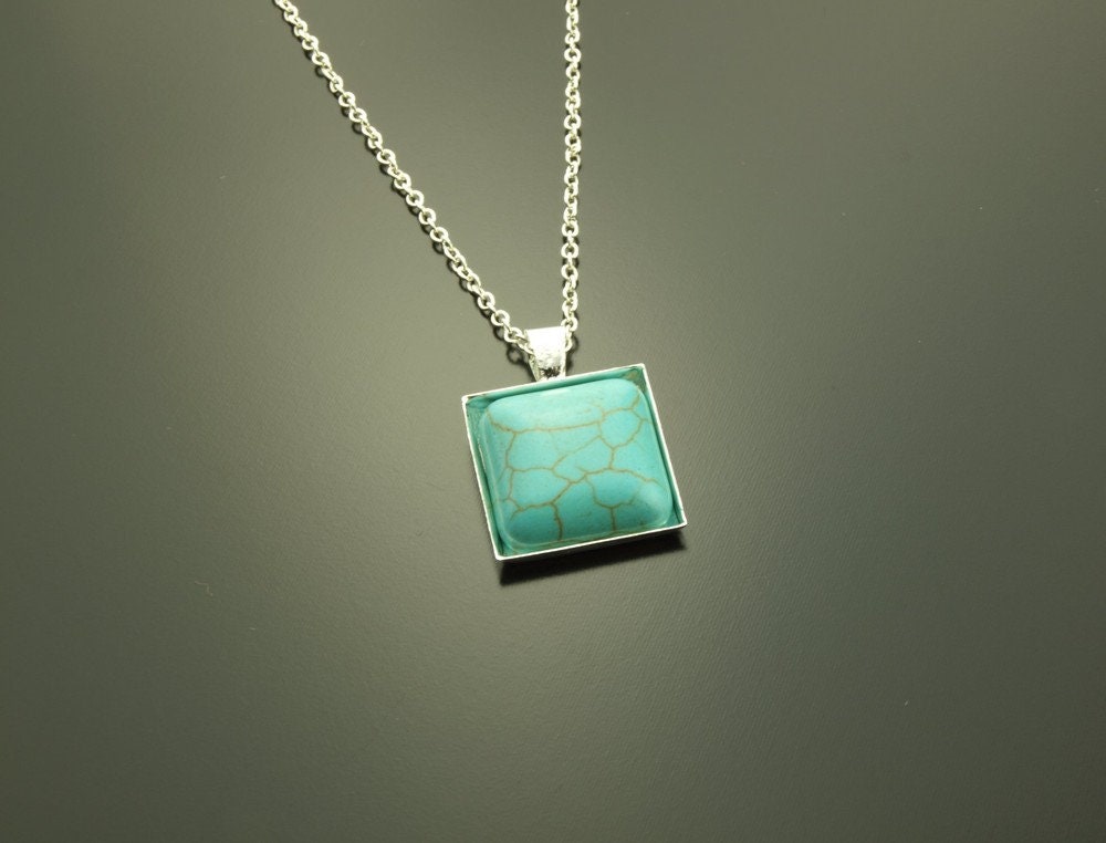 Kette Türkis blau Edelstein Anhänger silber edel