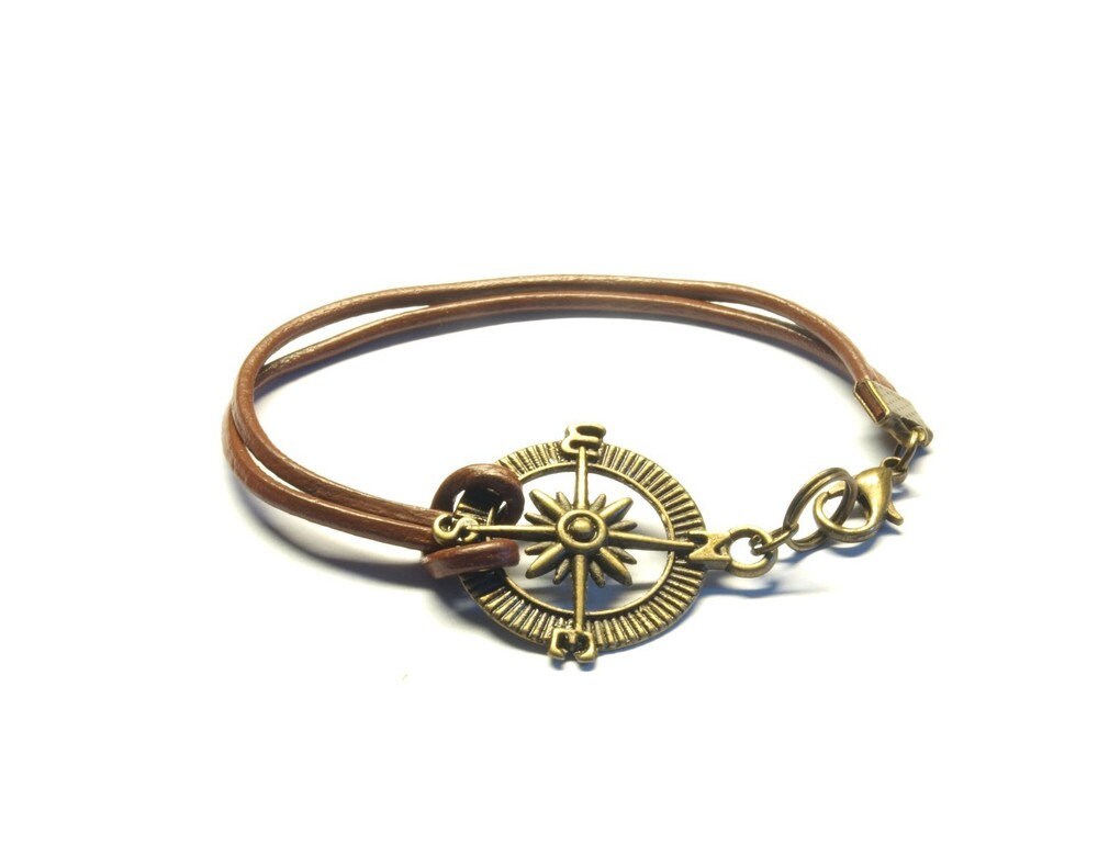 Leder Armband Kompass vintage bronze Armreif #4