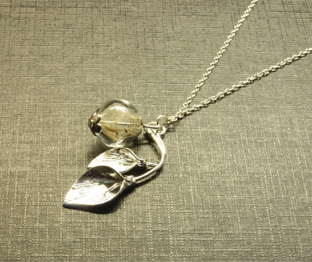 Echte Pusteblumen Kette Perle Glas hohl gefüllt