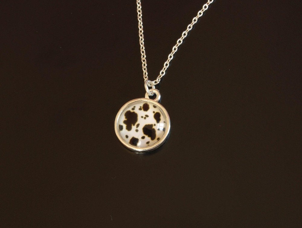 Kette Cabochon Glas Flecken Muster schwarz weiß