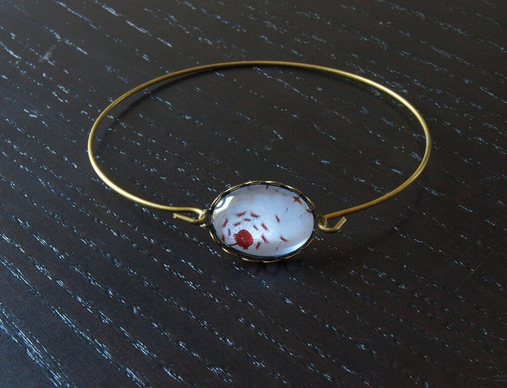 Armreif Cabochon Glas Pusteblume bronze Armband