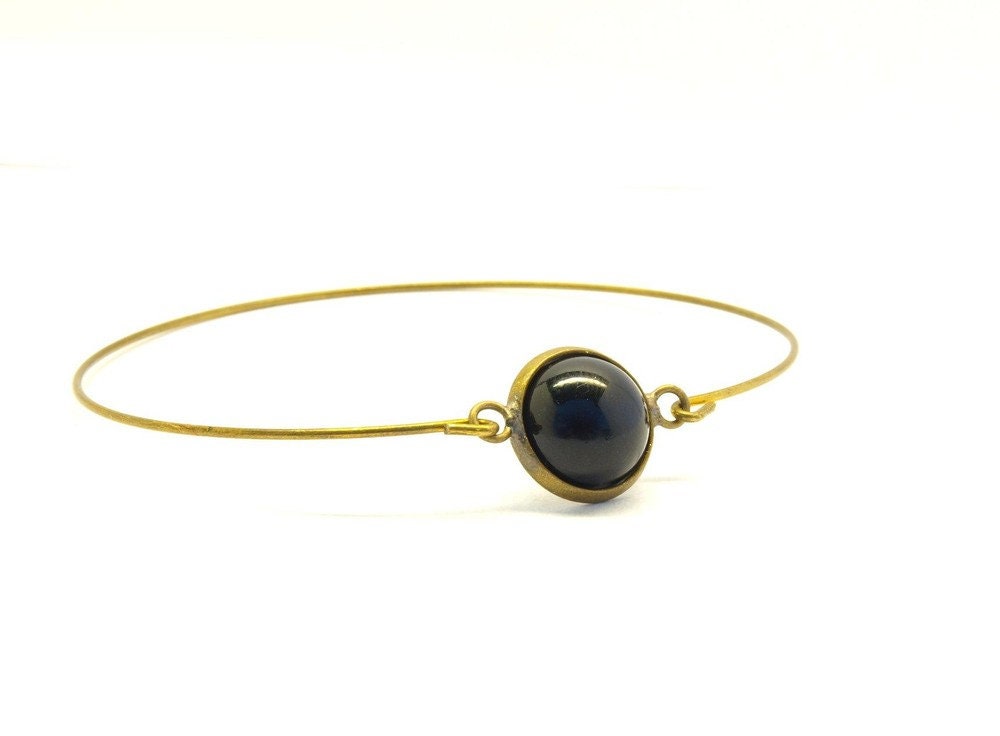 Armreif Cabochon Spiraldraht bronze schwarz Acryl