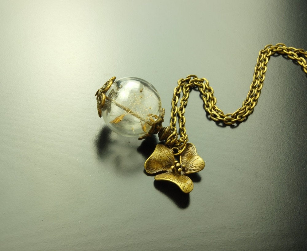 Echte Pusteblumen Kette Perle Glas hohl gefüllt