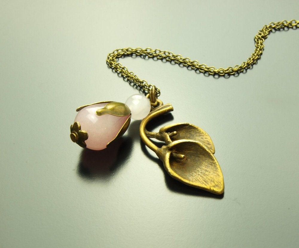 Kette Jade Tropfen Edelstein Anhänger bronze edel