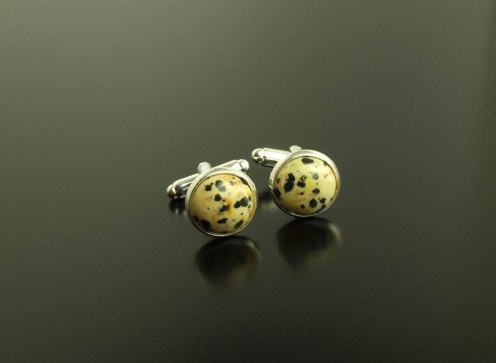 Manschettenknöpfe Edelstein Dalmatiner Jaspis
