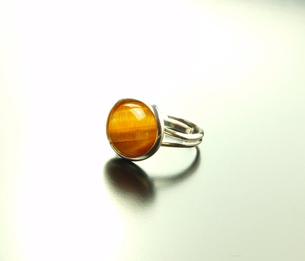 Ring Tigerauge Cabochon silber braun 12mm