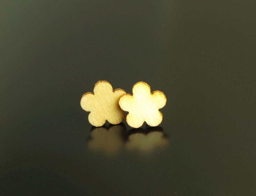 Ohrstecker Holz Blumen Ohrringe schlicht