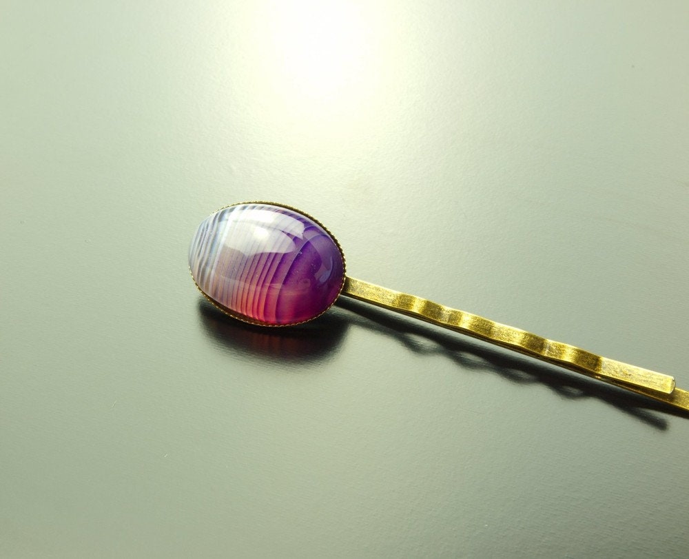 Haarklemme Achat Edelstein Haarnadel Haarspange